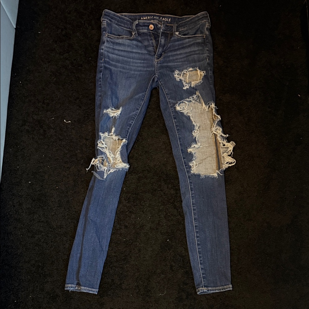 American Eagle Outfitters Ripped Dark Blue Skinny Jeans